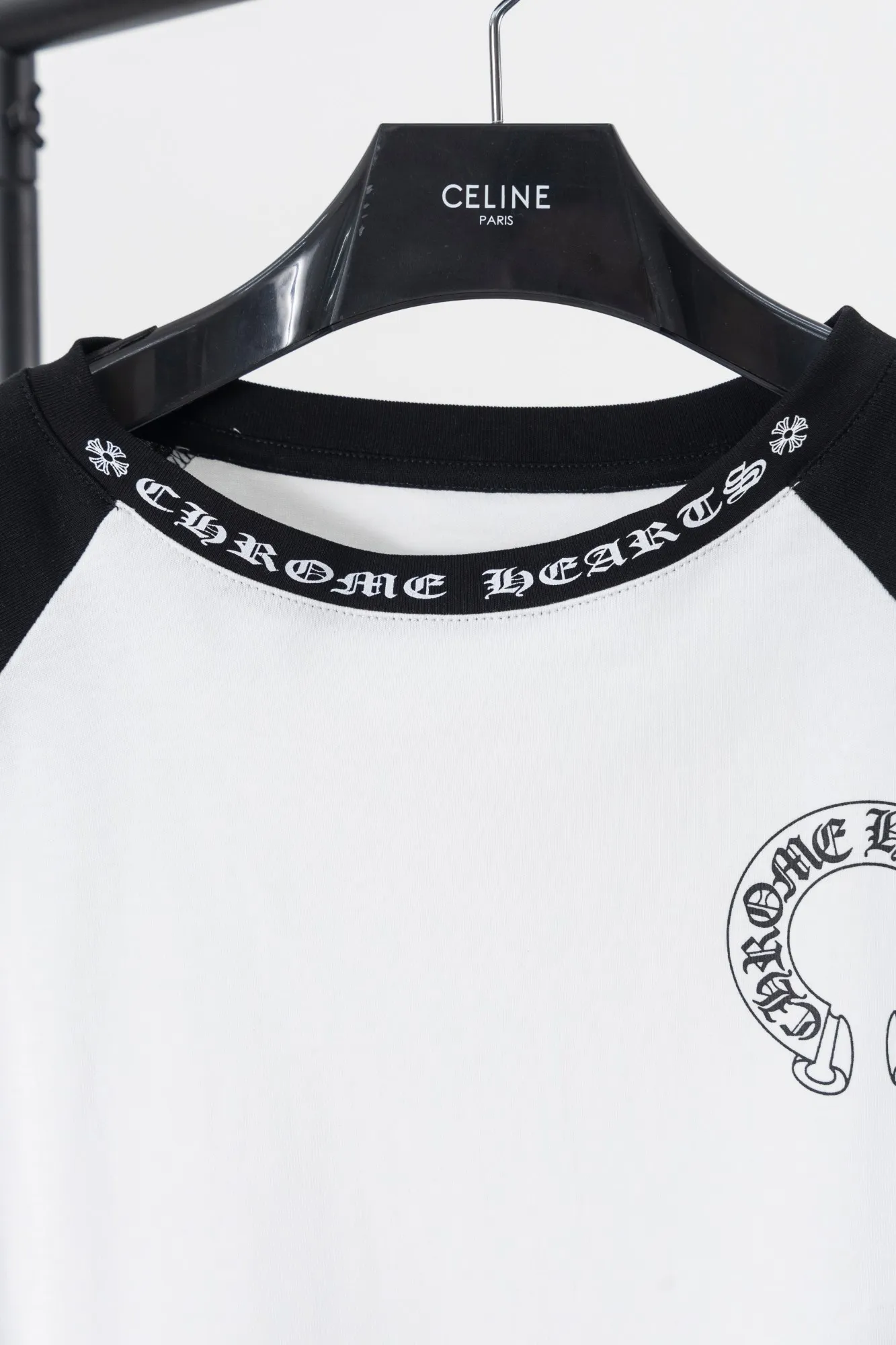P150 Style #k01 Chrome Hearts/Chrome Heart 23ss Sanskrit horseshoe stitching printed popular long-sleeved T-shirt 260g 70 pure cotton double yarn, skin-friendly, comfortable, soft and breathable, matching thread, long-term washing without deformation Color: white black white blue -Size: S M L XL